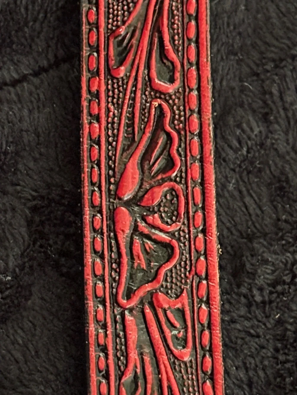 Circle Y of Yokum Vintage Tooled Red Leather Western Belt & Buckle - Child Size